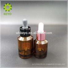 Botella de cristal cosmética del cuentagotas de la botella de cristal del ambarino de la botella de cristal del aceite esencial de 30ml 60ml